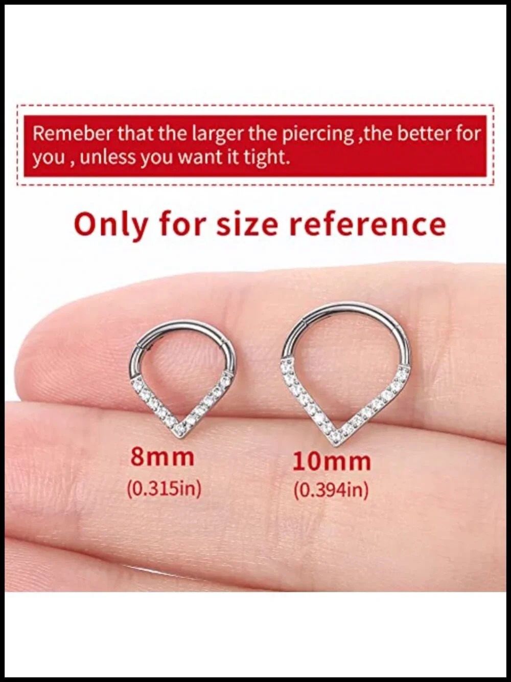 G23 Titanium Teardrop Septum Ring Daith Piercing Earring Clicker